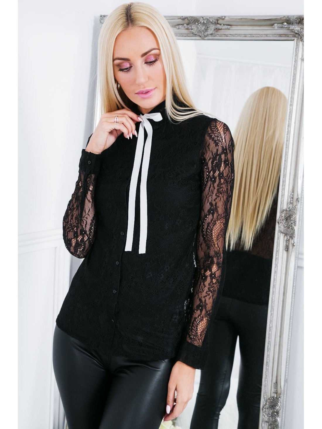 Black lace shirt MP25998 - Online store - Boutique